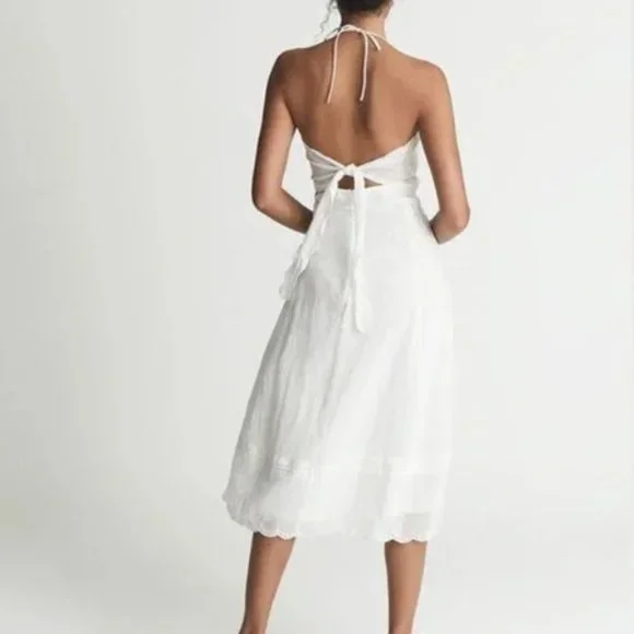 NWT Reiss Nellie Embroidered Front Halterneck Midi Dress - Picture 2 of 7